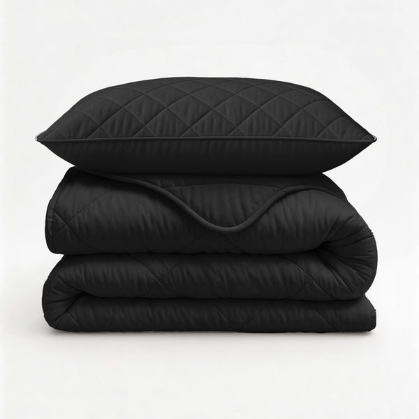 Microfibre Lazy Duvet Uni | Black | King - 240cm (W) x 200cm (L) - The Bedding & Blankets Store
