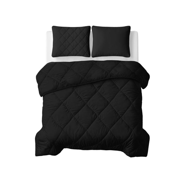 Microfibre Lazy Duvet Uni | Black | King - 240cm (W) x 200cm (L) - The Bedding & Blankets Store