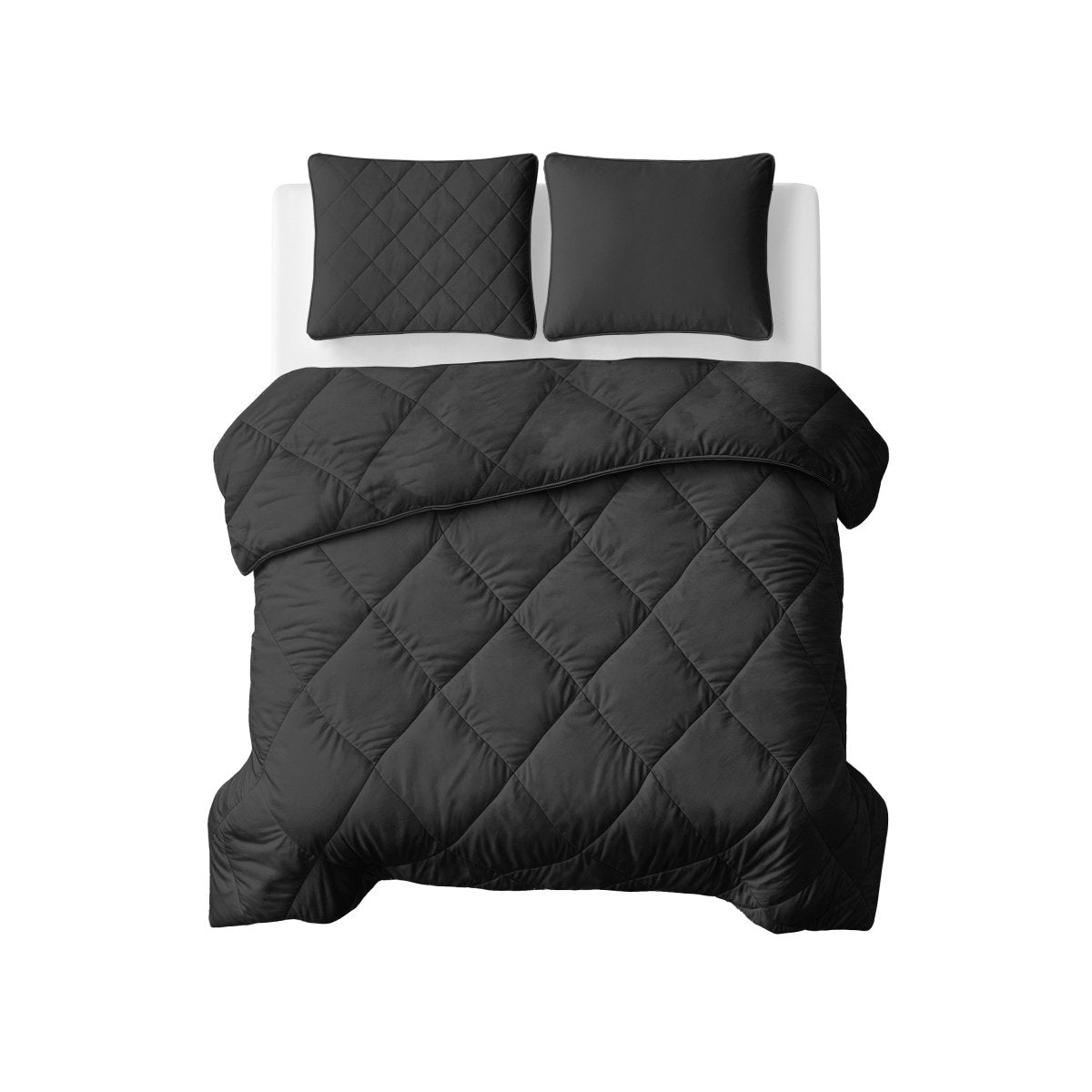 Microfibre Lazy Duvet Uni | Black | King - 240cm (W) x 200cm (L) - The Bedding & Blankets Store
