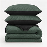 Microfibre Lazy Duvet Uni | Green/Black | King - 240cm (W) x 200cm (L) - The Bedding & Blankets Store