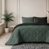 Microfibre Lazy Duvet Uni | Green/Black | King - 240cm (W) x 200cm (L) - The Bedding & Blankets Store