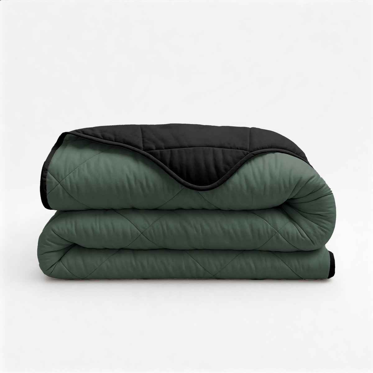 Microfibre Lazy Duvet Uni | Green/Black | King - 240cm (W) x 200cm (L) - The Bedding & Blankets Store