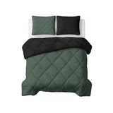 Microfibre Lazy Duvet Uni | Green/Black | King - 240cm (W) x 200cm (L) - The Bedding & Blankets Store