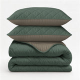 Microfibre Lazy Duvet Uni | Green/Taupe | King - 240cm (W) x 200cm (L) - The Bedding & Blankets Store