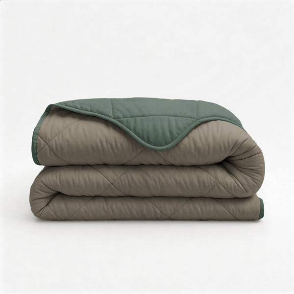Microfibre Lazy Duvet Uni | Green/Taupe | King - 240cm (W) x 200cm (L) - The Bedding & Blankets Store