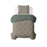 Microfibre Lazy Duvet Uni | Green/Taupe | King - 240cm (W) x 200cm (L) - The Bedding & Blankets Store