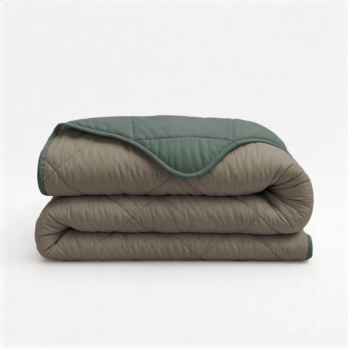 Microfibre Lazy Duvet Uni | Green/Taupe | King - 240cm (W) x 200cm (L) - The Bedding & Blankets Store