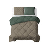 Microfibre Lazy Duvet Uni | Green/Taupe | King - 240cm (W) x 200cm (L) - The Bedding & Blankets Store