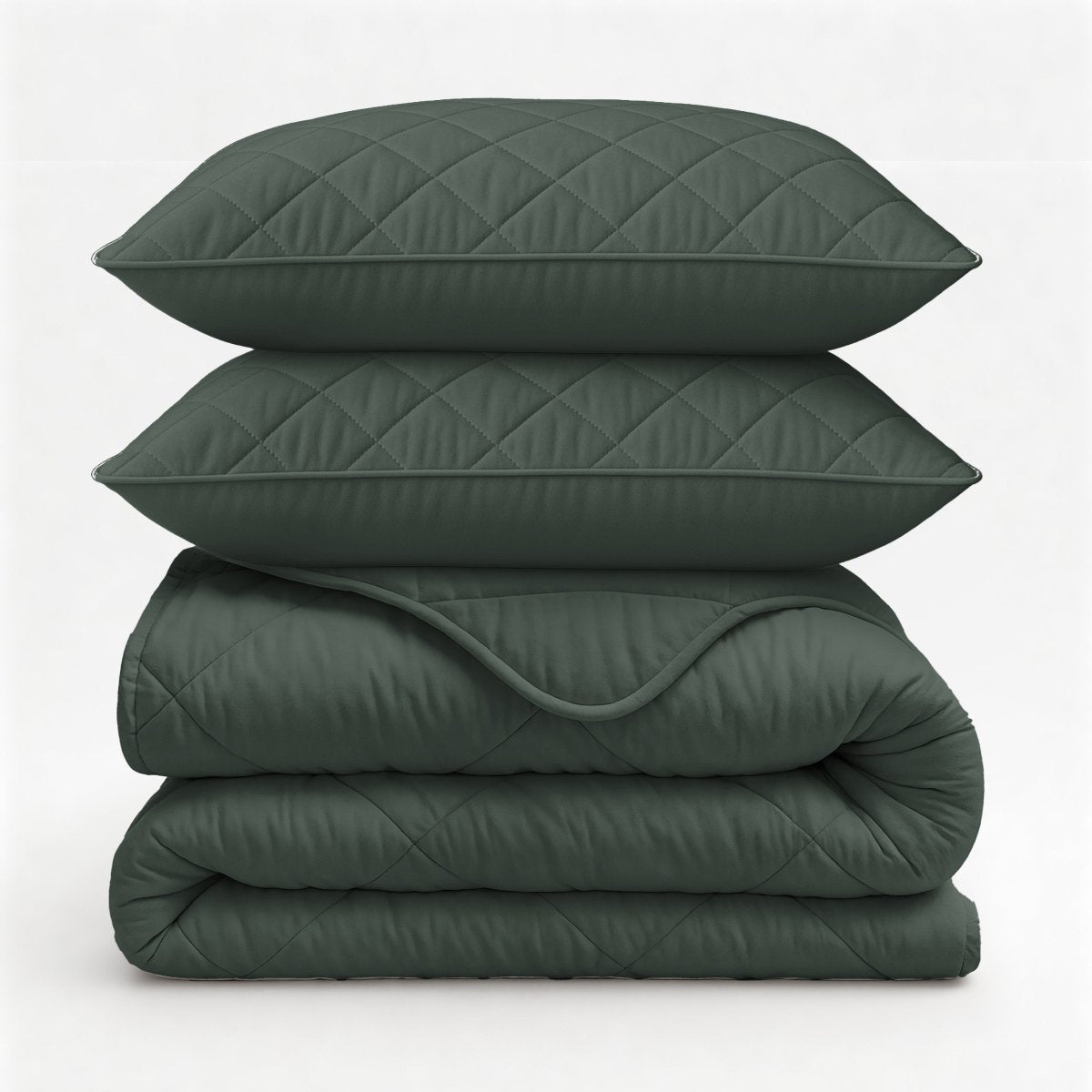 Microfibre Lazy Duvet Uni | Grey/Green | King - 240cm (W) x 200cm (L) - The Bedding & Blankets Store