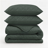Microfibre Lazy Duvet Uni | Grey/Green | King - 240cm (W) x 200cm (L) - The Bedding & Blankets Store