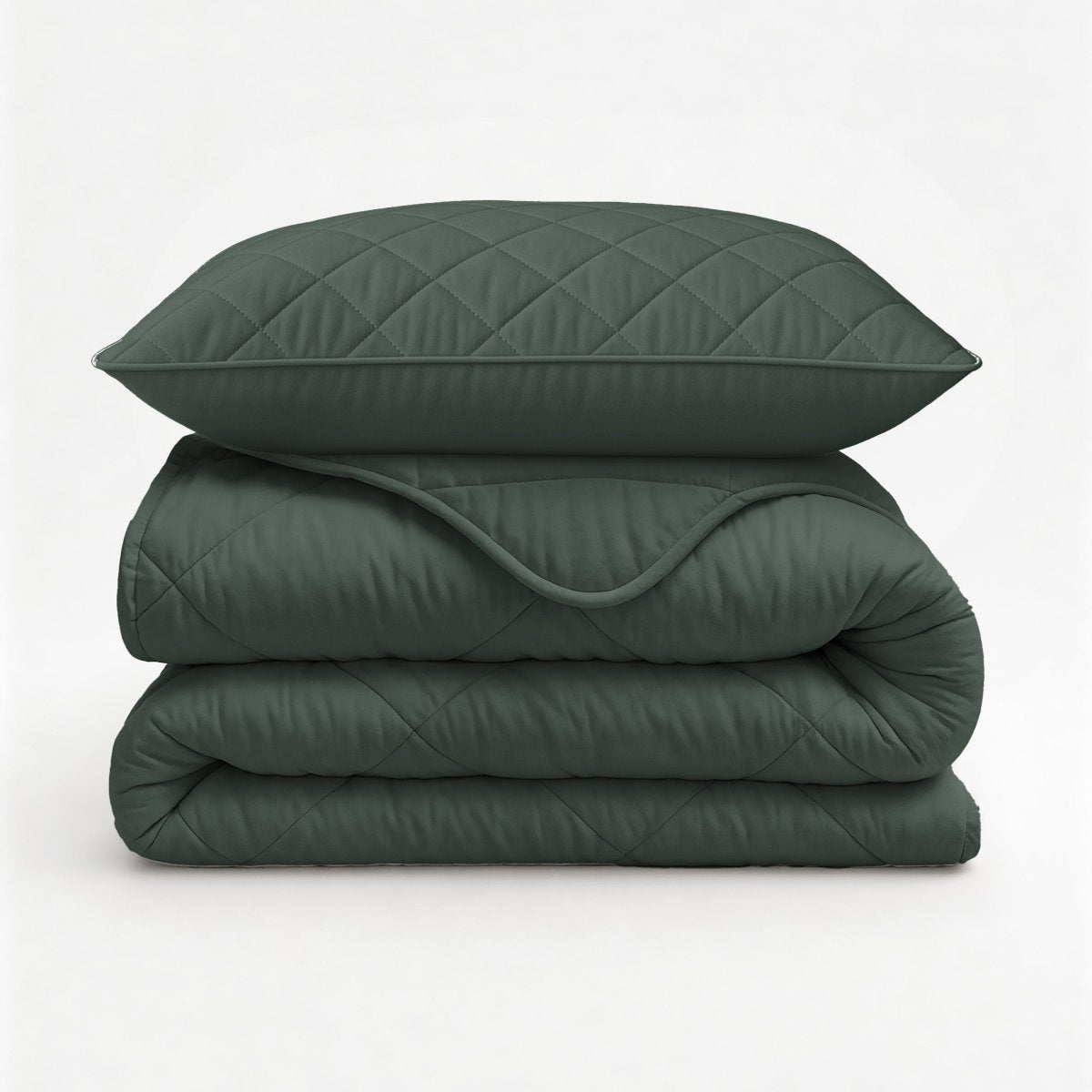 Microfibre Lazy Duvet Uni | Grey/Green | King - 240cm (W) x 200cm (L) - The Bedding & Blankets Store