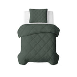 Microfibre Lazy Duvet Uni | Grey/Green | King - 240cm (W) x 200cm (L) - The Bedding & Blankets Store