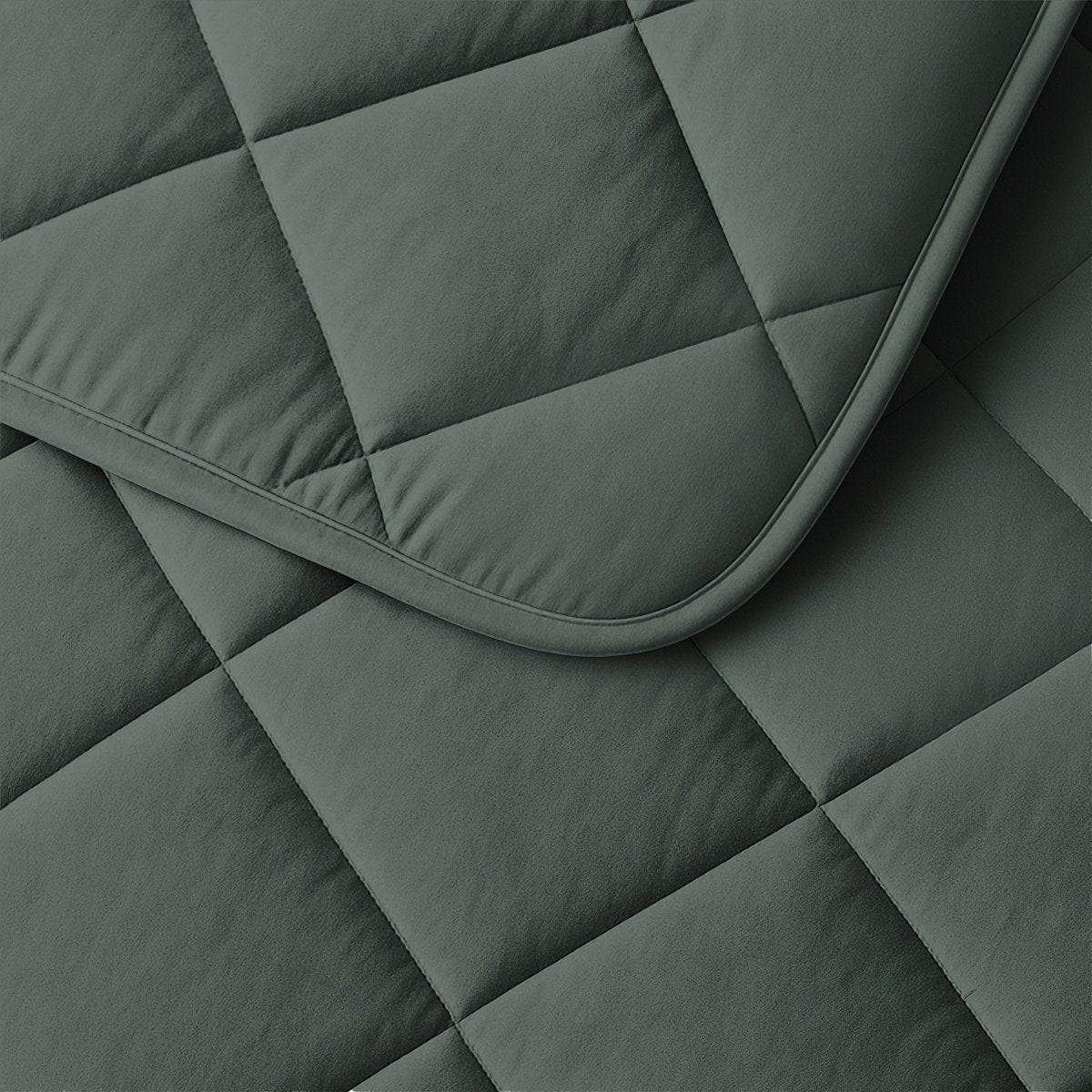 Microfibre Lazy Duvet Uni | Grey/Green | King - 240cm (W) x 200cm (L) - The Bedding & Blankets Store