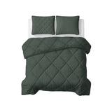 Microfibre Lazy Duvet Uni | Grey/Green | King - 240cm (W) x 200cm (L) - The Bedding & Blankets Store