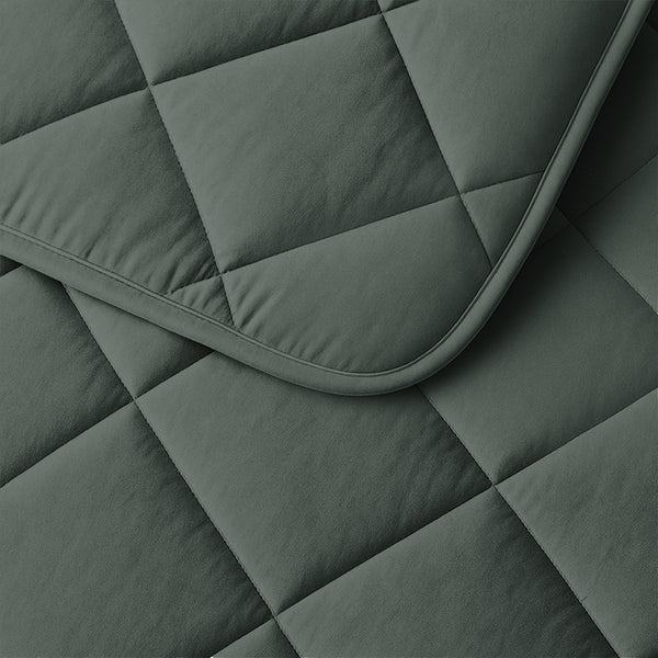Microfibre Lazy Duvet Uni | Grey/Green | King - 240cm (W) x 200cm (L) - The Bedding & Blankets Store