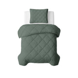 Microfibre Lazy Duvet Uni | Grey/Green | King - 240cm (W) x 200cm (L) - The Bedding & Blankets Store
