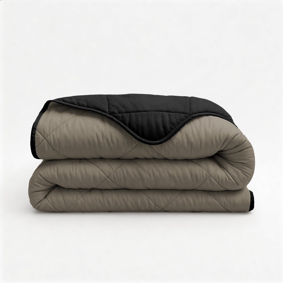 Microfibre Lazy Duvet Uni | Taupe/Black | King - 240cm (W) x 200cm (L) - The Bedding & Blankets Store
