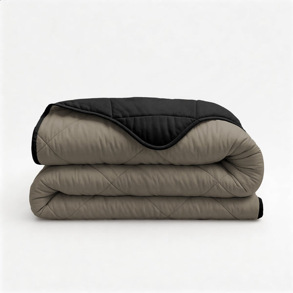 Microfibre Lazy Duvet Uni | Taupe/Black | King - 240cm (W) x 200cm (L) - The Bedding & Blankets Store