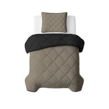 Microfibre Lazy Duvet Uni | Taupe/Black | King - 240cm (W) x 200cm (L) - The Bedding & Blankets Store
