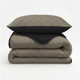 Microfibre Lazy Duvet Uni | Taupe/Black | King - 240cm (W) x 200cm (L) - The Bedding & Blankets Store