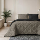 Microfibre Lazy Duvet Uni | Taupe/Black | King - 240cm (W) x 200cm (L) - The Bedding & Blankets Store