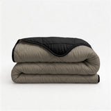 Microfibre Lazy Duvet Uni | Taupe/Black | King - 240cm (W) x 200cm (L) - The Bedding & Blankets Store