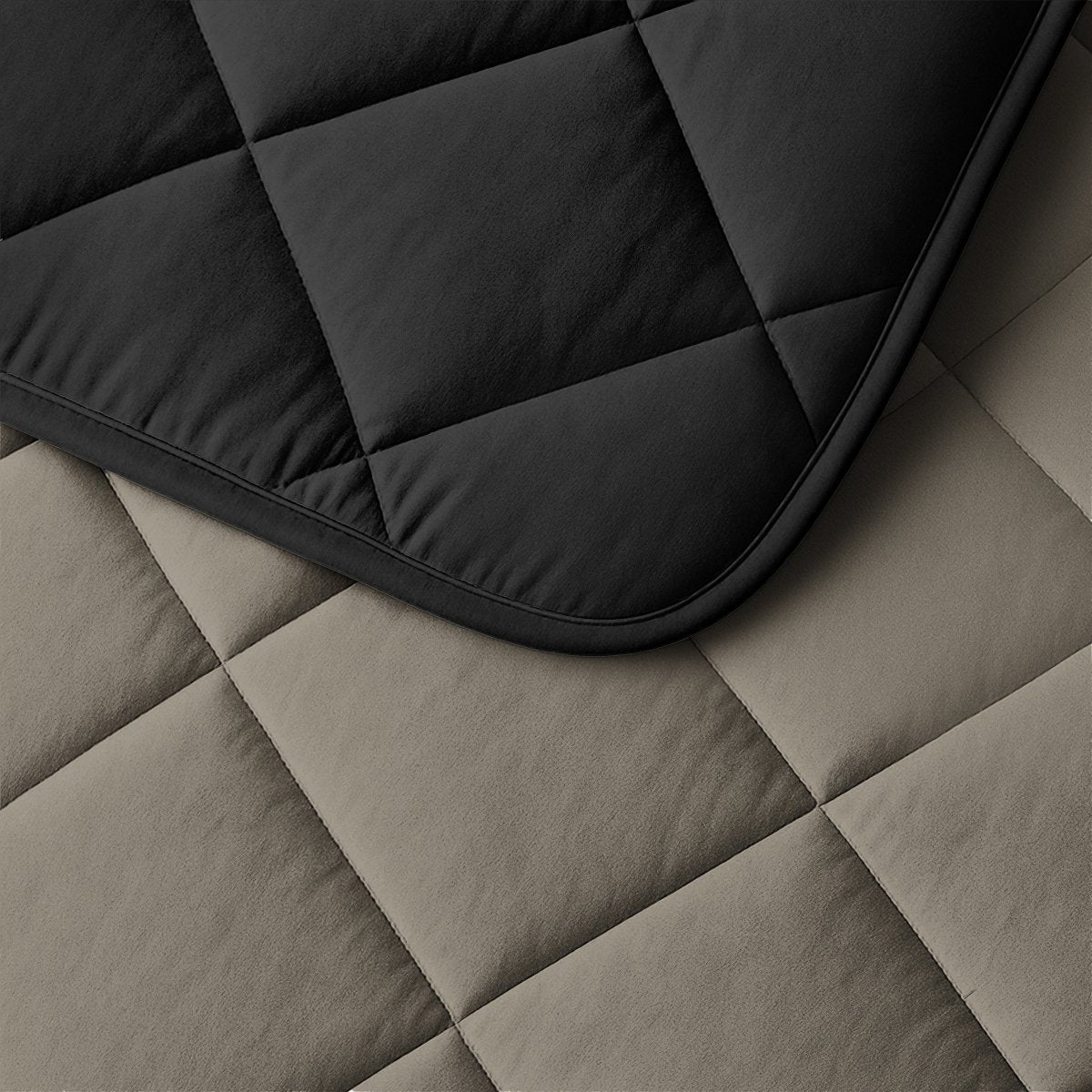 Microfibre Lazy Duvet Uni | Taupe/Black | King - 240cm (W) x 200cm (L) - The Bedding & Blankets Store