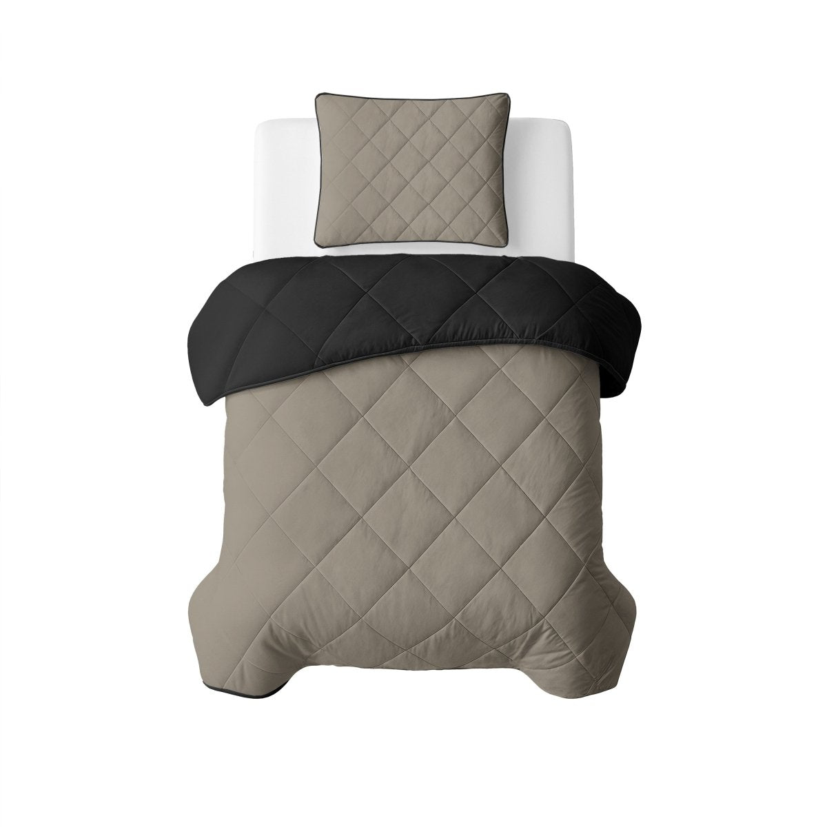 Microfibre Lazy Duvet Uni | Taupe/Black | King - 240cm (W) x 200cm (L) - The Bedding & Blankets Store