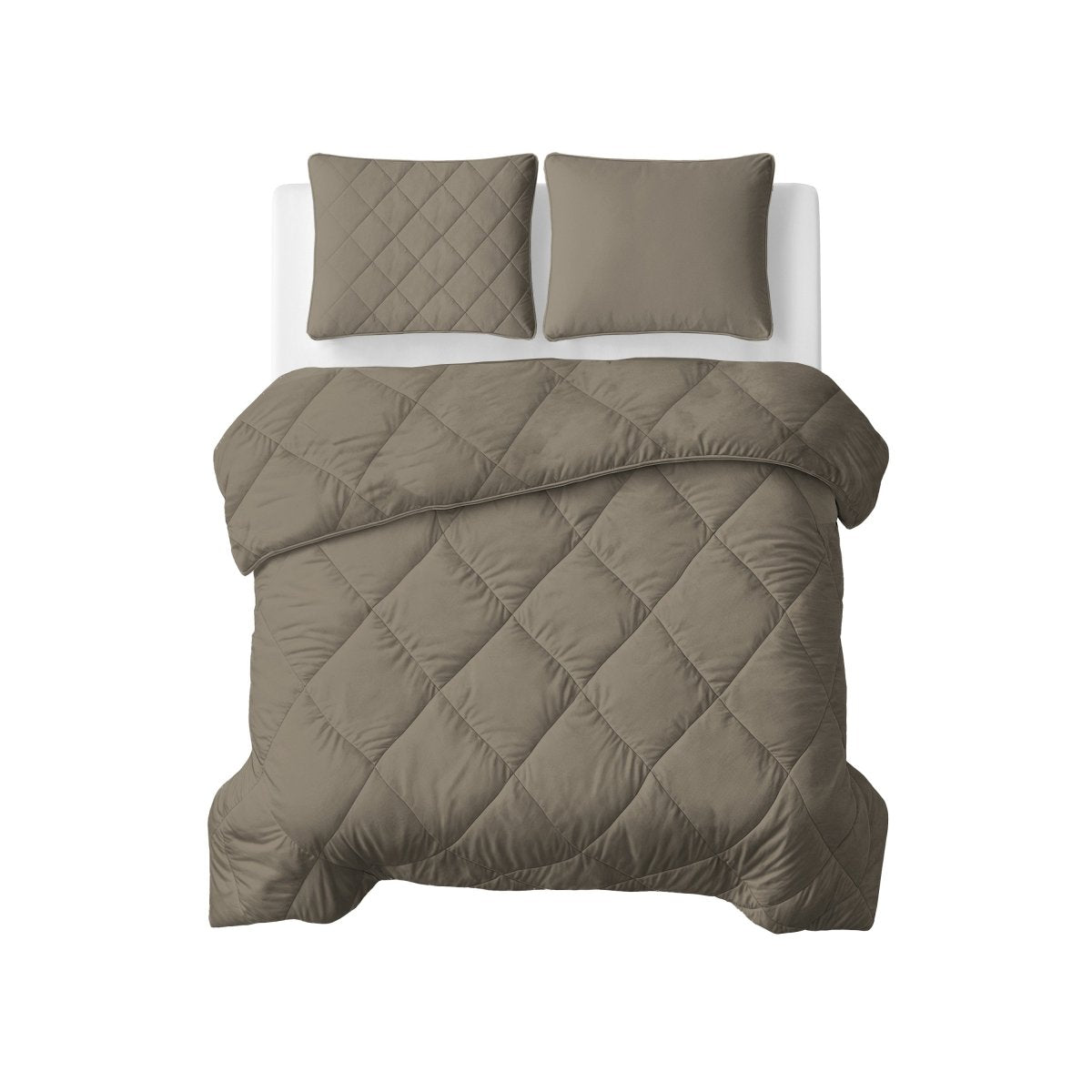 Microfibre Lazy Duvet Uni | Taupe/Grey | King - 240cm (W) x 200cm (L) - The Bedding & Blankets Store