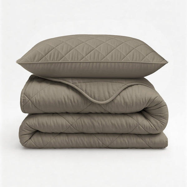 Microfibre Lazy Duvet Uni | Taupe/Grey | King - 240cm (W) x 200cm (L) - The Bedding & Blankets Store