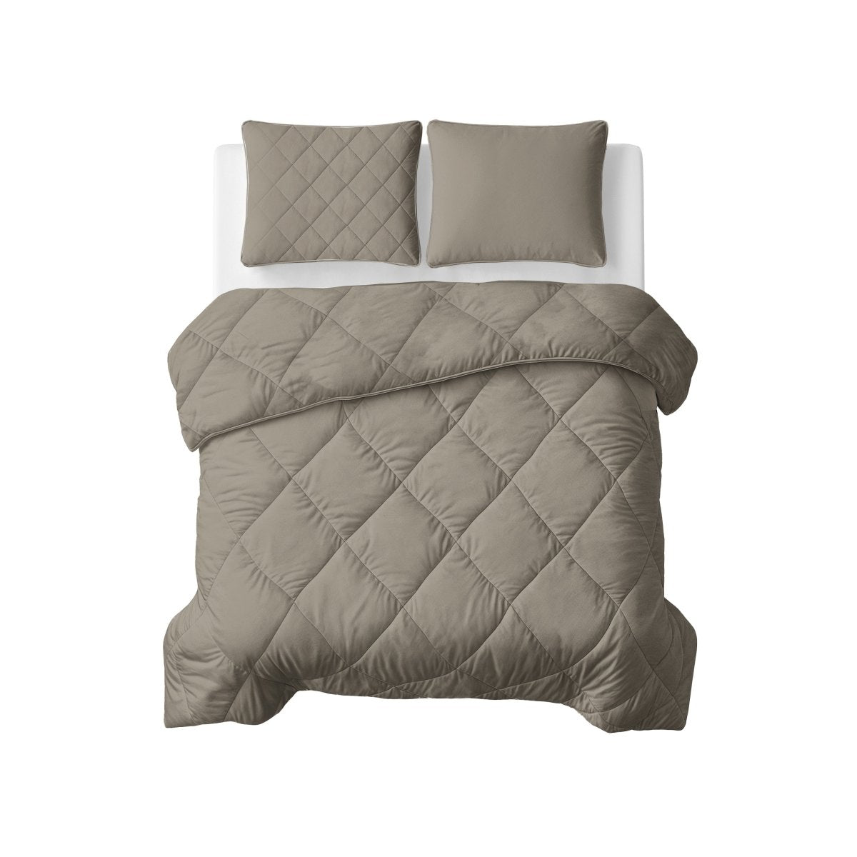 Microfibre Lazy Duvet Uni | Taupe/Grey | King - 240cm (W) x 200cm (L) - The Bedding & Blankets Store