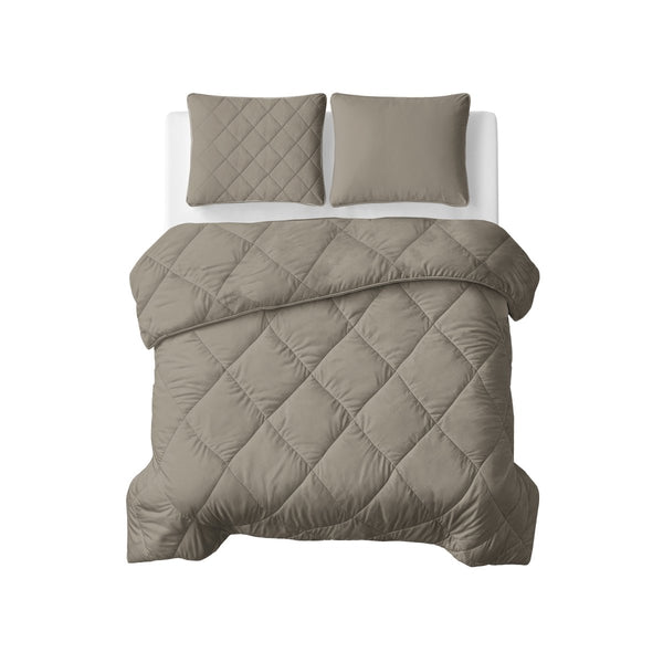 Microfibre Lazy Duvet Uni | Taupe/Grey | King - 240cm (W) x 200cm (L) - The Bedding & Blankets Store