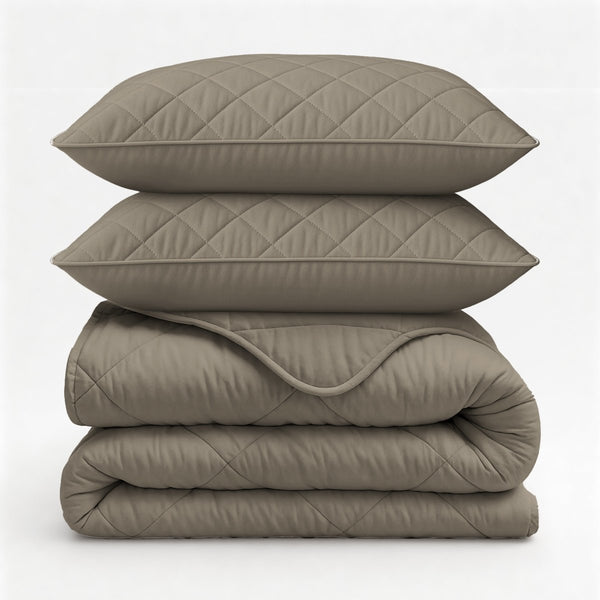 Microfibre Lazy Duvet Uni | Taupe/Grey | King - 240cm (W) x 200cm (L) - The Bedding & Blankets Store