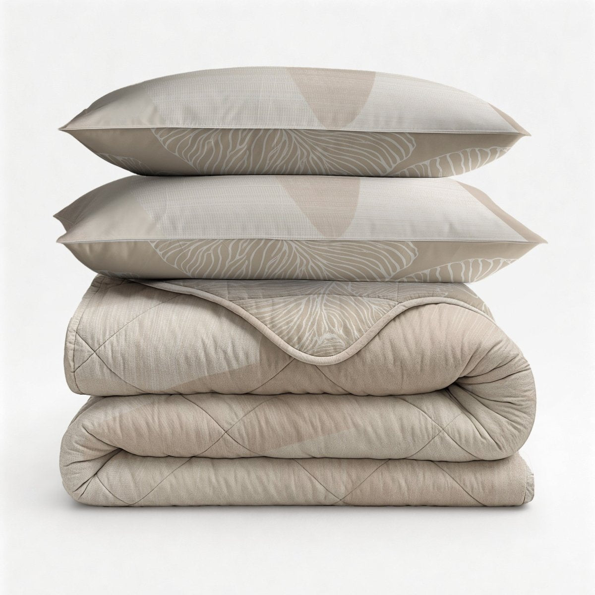 Microfibre Lazy Duvet Warm Triangles | Sand/Beige | King Long - 240cm (W) x 220cm (L) - The Bedding & Blankets Store
