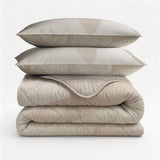 Microfibre Lazy Duvet Warm Triangles | Sand/Beige | King Long - 240cm (W) x 220cm (L) - The Bedding & Blankets Store