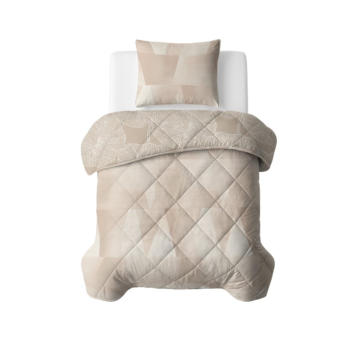 Microfibre Lazy Duvet Warm Triangles | Sand/Beige | King Long - 240cm (W) x 220cm (L) - The Bedding & Blankets Store