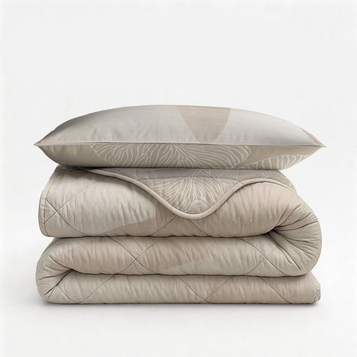 Microfibre Lazy Duvet Warm Triangles | Sand/Beige | King Long - 240cm (W) x 220cm (L) - The Bedding & Blankets Store