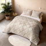 Microfibre Lazy Duvet Warm Triangles | Sand/Beige | King Long - 240cm (W) x 220cm (L) - The Bedding & Blankets Store