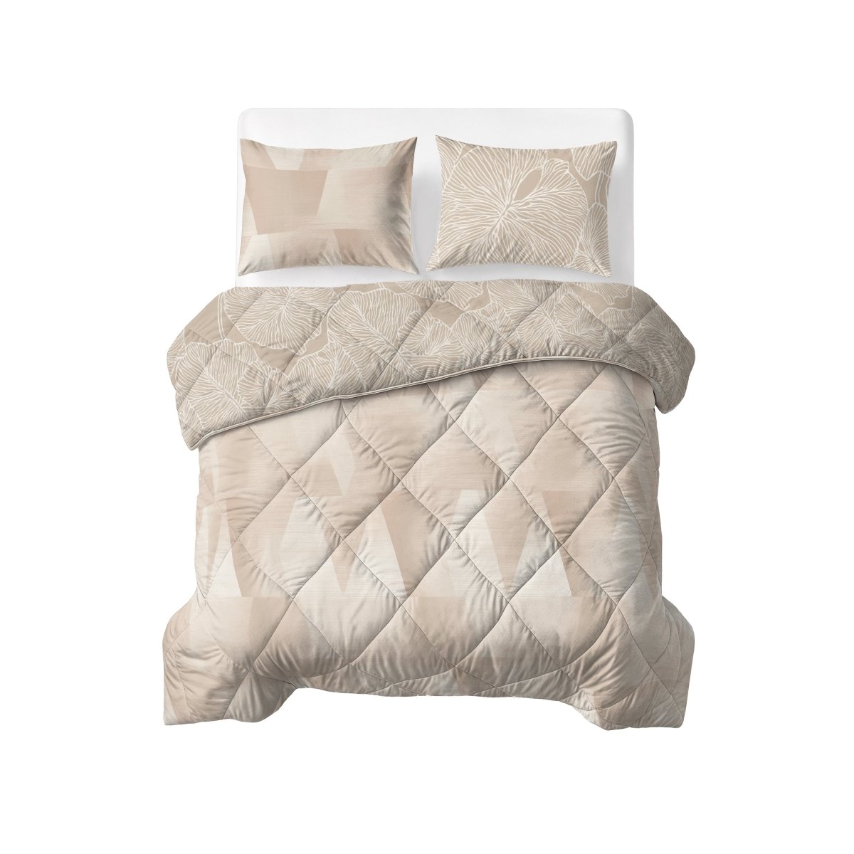 Microfibre Lazy Duvet Warm Triangles | Sand/Beige | King Long - 240cm (W) x 220cm (L) - The Bedding & Blankets Store