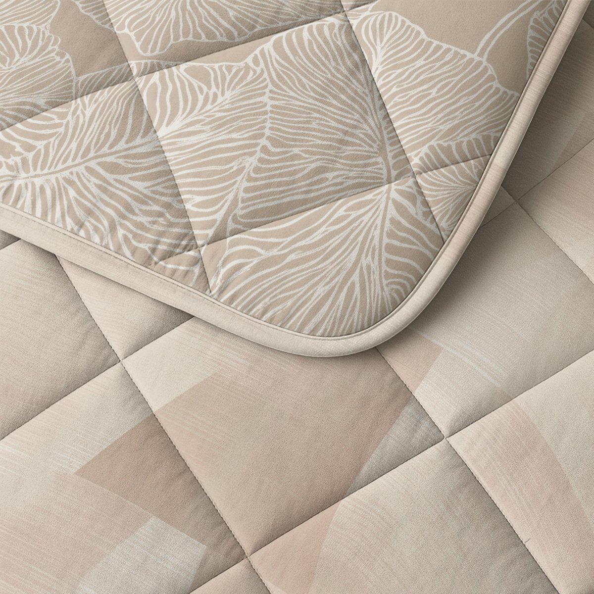 Microfibre Lazy Duvet Warm Triangles | Sand/Beige | King Long - 240cm (W) x 220cm (L) - The Bedding & Blankets Store