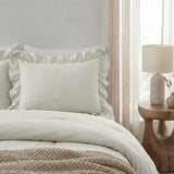 Microfibre Pillowcase Pair Ruffles | Off White | 60cm x 70cm - The Bedding & Blankets Store