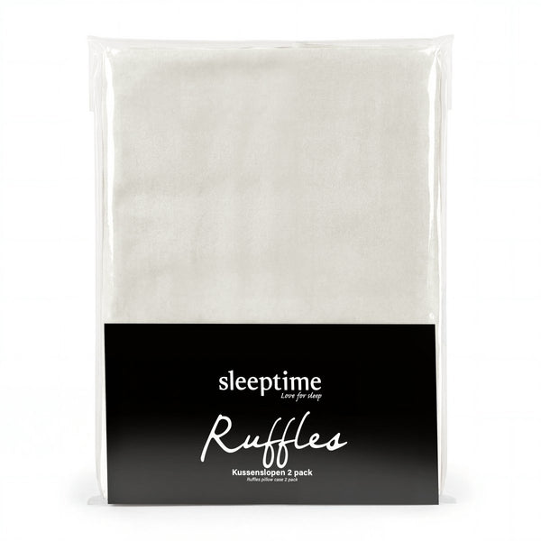 Microfibre Pillowcase Pair Ruffles | Off White | 60cm x 70cm - The Bedding & Blankets Store