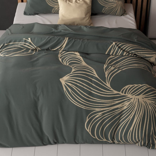 Micropercale Duvet Cover Set Blair | Grey | King Long - 240cm (W) x 220cm (L) - The Bedding & Blankets Store
