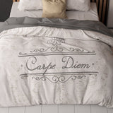 Micropercale Duvet Cover Set Carpe Diem 2 | Anthracite | Double - 200cm (W) x 200/220cm (L) - The Bedding & Blankets Store