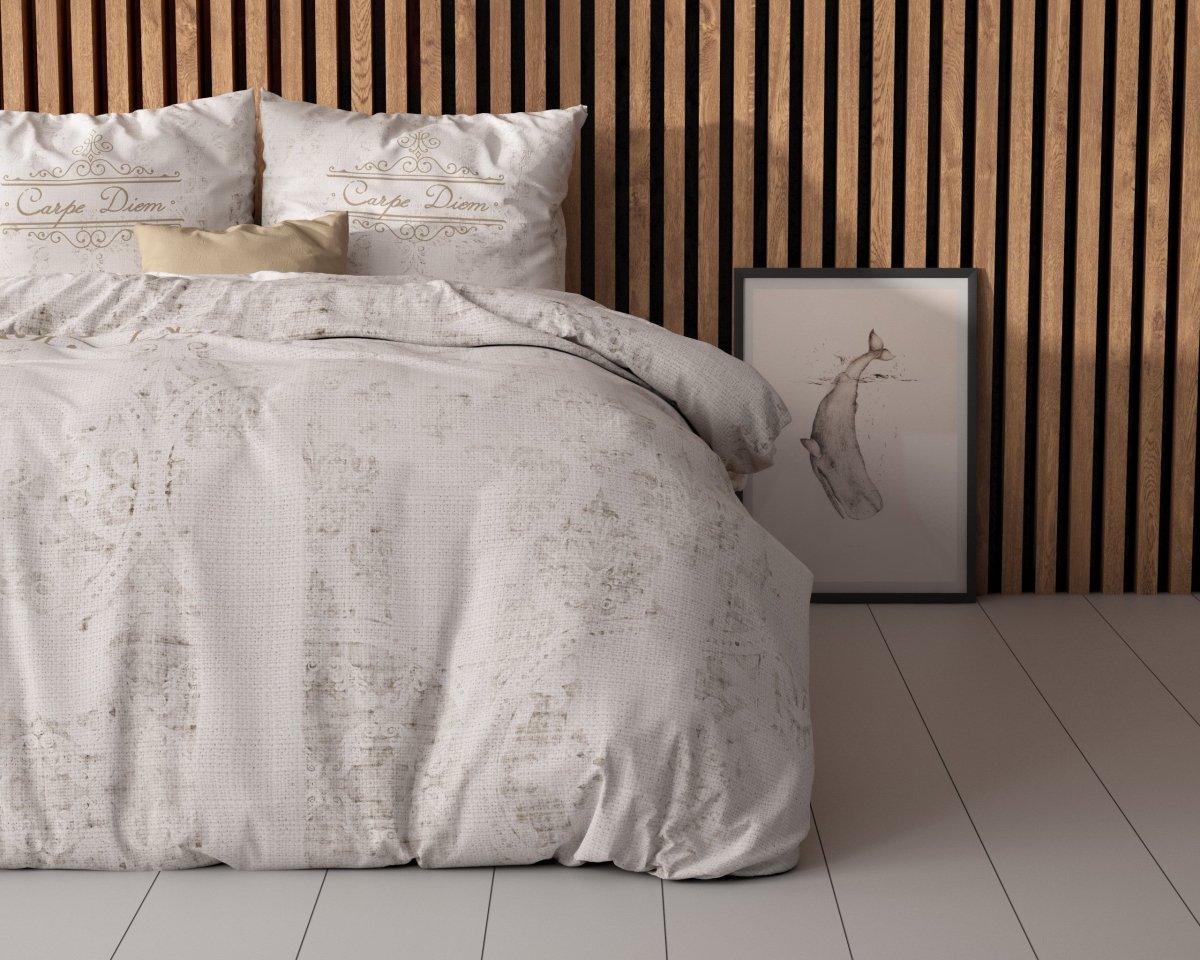 Micropercale Duvet Cover Set Carpe Diem 2 | Anthracite | Double - 200cm (W) x 200/220cm (L) - The Bedding & Blankets Store