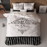 Micropercale Duvet Cover Set Day And Night | Black | Double - 200cm (W) x 200/220cm (L) - The Bedding & Blankets Store