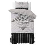 Micropercale Duvet Cover Set Day And Night | Black | Double - 200cm (W) x 200/220cm (L) - The Bedding & Blankets Store
