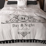 Micropercale Duvet Cover Set Day And Night | Black | Double - 200cm (W) x 200/220cm (L) - The Bedding & Blankets Store