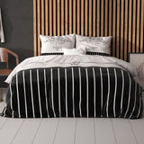 Micropercale Duvet Cover Set Day And Night | Black | Double - 200cm (W) x 200/220cm (L) - The Bedding & Blankets Store
