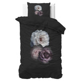 Micropercale Duvet Cover Set Deep Flowers | Black | Double - 200cm (W) x 200/220cm (L) - The Bedding & Blankets Store